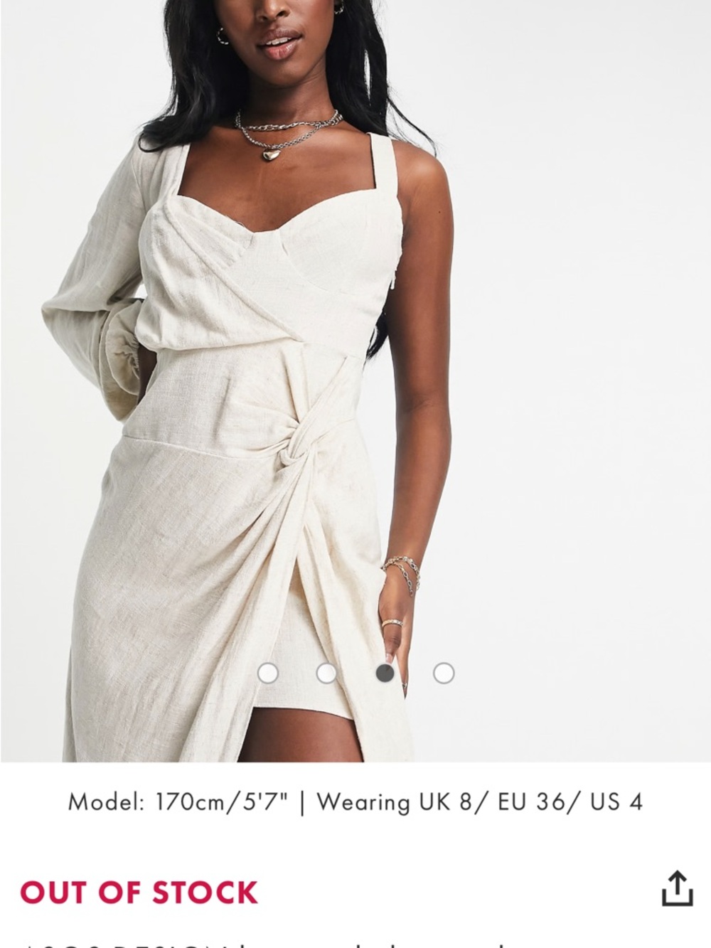 ASOS Cream Wrap High-Low Dress - Picture 3 of 5
